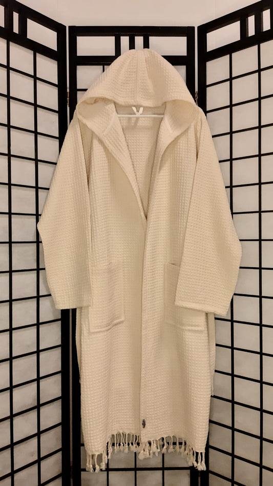 Luxury Bath Linen Set - Bathrobe, bath towel and towel made of waffle cotton